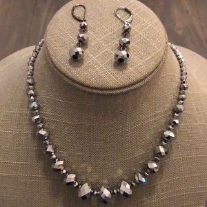 Silver Bead Necklace & Earring Set